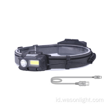 ABS USB Sensor Isi Ulang COB Led Headlamp